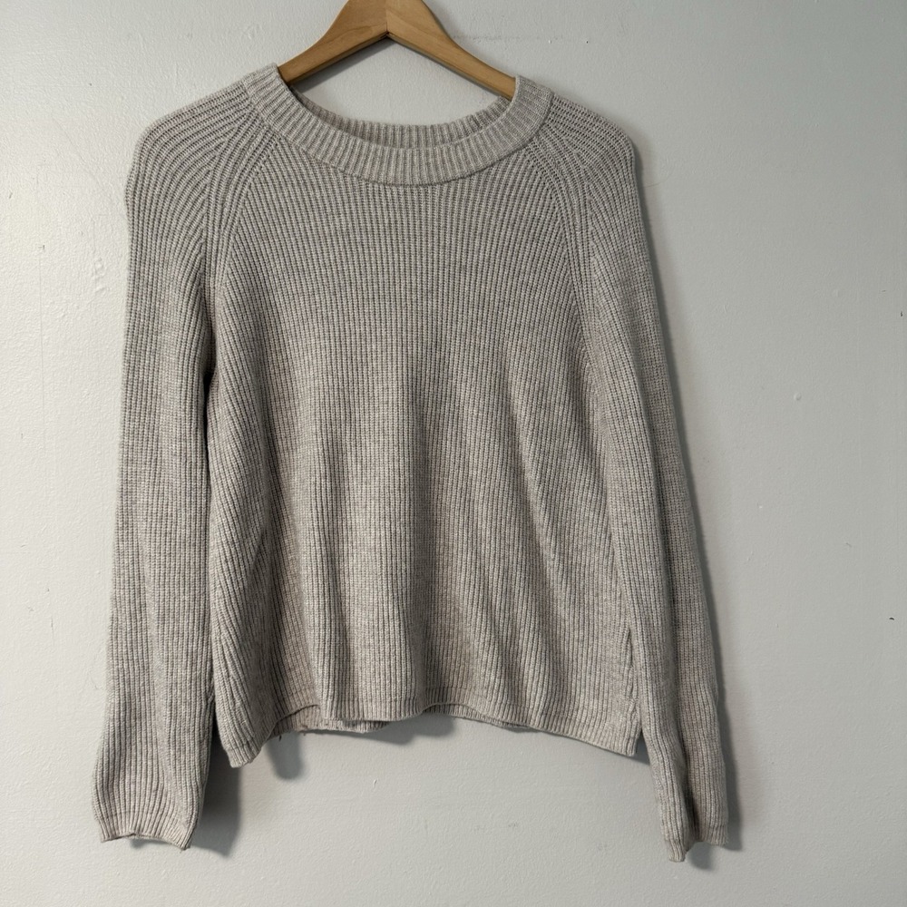 Tahari Women's Gray Ribbed Sweater Pullover Crew Neck S